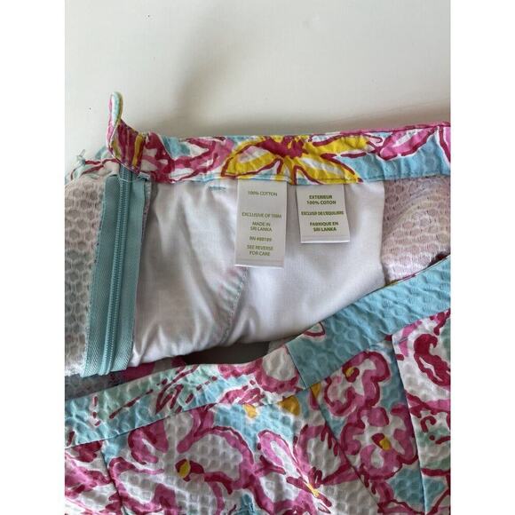 Lilly Pulitzer Women's Floral Shorts Size 2 Blue & Pink Pockets Cotton - Picture 9 of 10